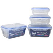 Wholesale - 3pc RECT. PLASTIC FOOD STORAGE CONTAINER SET PAC-IT FRESH C/P 24, UPC: 887030730028